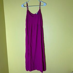Magenta Linen Style Vacation Maxi Dress